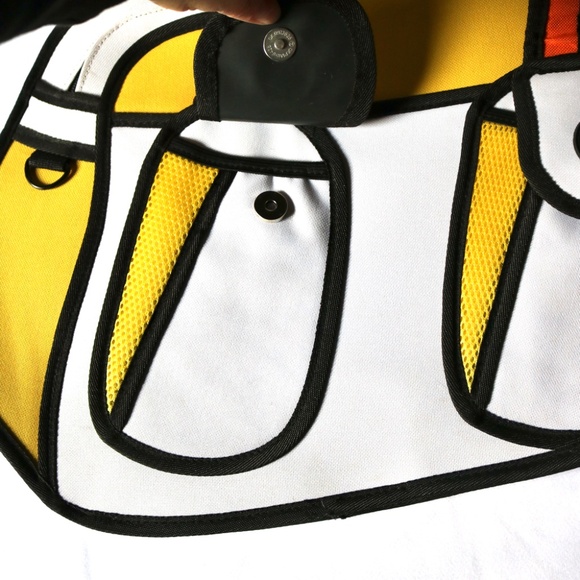 Cartoon Flat 2D Purse Shoulder Ruyhuang Yellow White Orange Fun Novelty Quirky - Picture 4 of 9